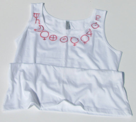 astrology planets on white tank top and white background
