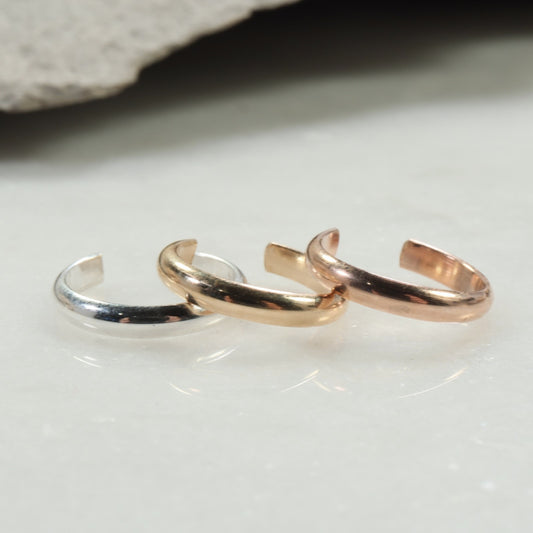 Ear Cuff Half Round - No Pierce, Choose Your Size, Choose Your Metal, Men & Women