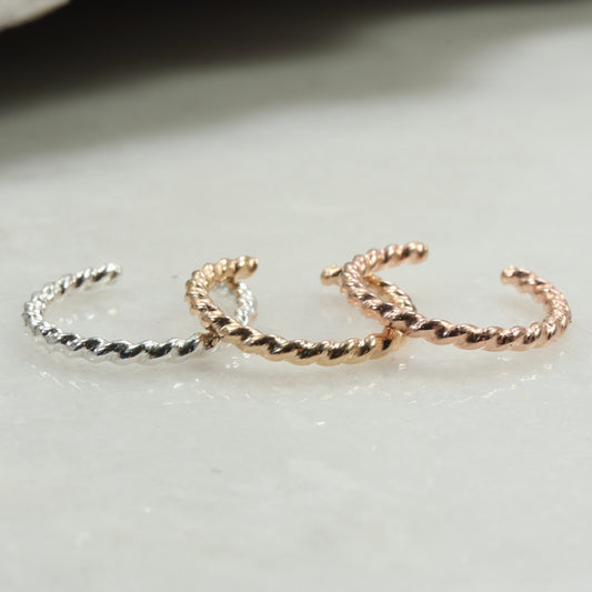 Ear Cuff Dot Twist - No Pierce, Choose Your Size, Choose Your Metal, Men & Women