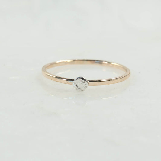 gold hammered dot ring