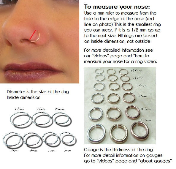 Basic Nose Ring Buy Thin Nose Ring Endless 24g - Ball, Choose Your Metal, Choose Your ...