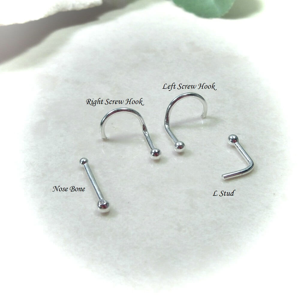 Nose Stud Ball 1mm Choose Your Style and Metal