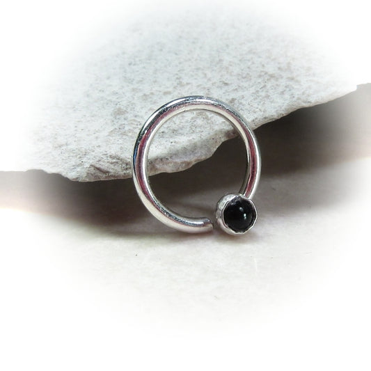 Septum Ring with 3mm Gemstone SINGLE - 14 Gauge, Choose Your Diameter and Metal (Copy)