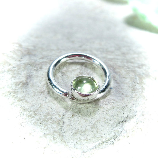 Septum Ring with 4mm Gemstone SINGLE - 14 Gauge, Choose Your Diameter and Metal