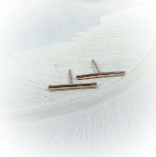 bar post earrings in gold